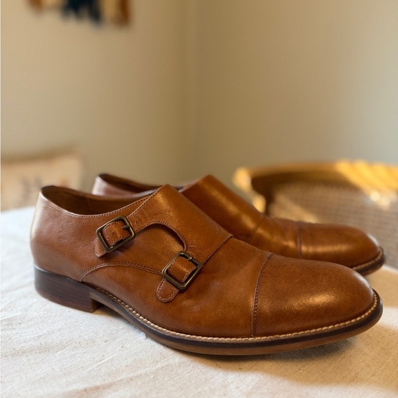 Johnston & Murphy Brown Leather Double Monk Strap Oxfords